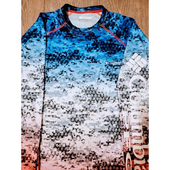 Columbia PFG Fishing Gear DIGITAL Camo CAMOUFLAGE Casual SPF SHIRT Mens Medium - Picture 4 of 5